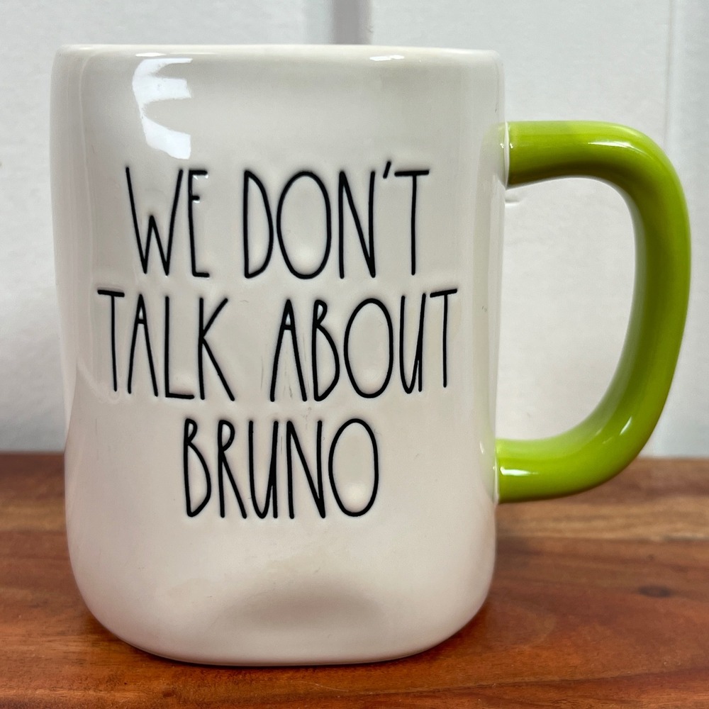 Rae Dunn Disney Encanto We Don't Talk About Bruno Mug Green Interior White A3